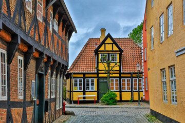 Denmark Aarhus city view on a cloudy spring day