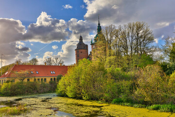 Obraz premium Denmark Vallo Castle view on a sunny spring day