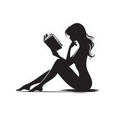 Subtle Symphony: Woman Reading Silhouette, Musical Notes of Pages Turning, the Harmony of Literature in the Air
