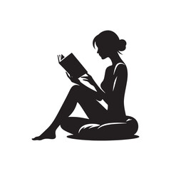 Woman Reading Silhouette: Vintage Affair - Old-World Charm, Nostalgic Girl Imbibed in the Literature of Bygone Eras

