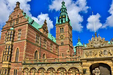 Denmark Frederiksborg Palace view of the castle on a sunny spring day