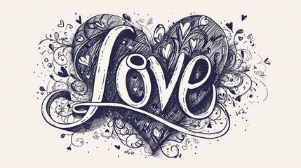 Love word hand drawn lettering. Salmon colour painting Love where v is a heart shape and word you...