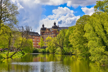 Denmark Copenhagen city view on a sunny spring day