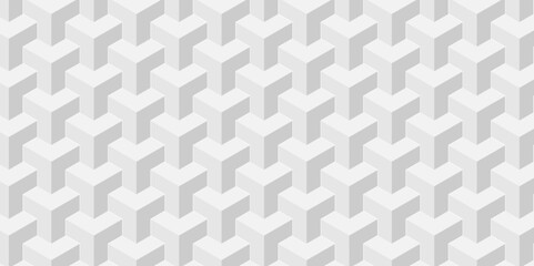 Background of cube geometric pattern grid backdrop triangle. Abstract cubes geometric tile and mosaic wall or grid backdrop hexagon technology. white and gray geometric block cube structure.