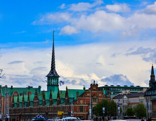 Fototapeta premium Denmark Copenhagen Børsen stock exchange on a sunny spring day