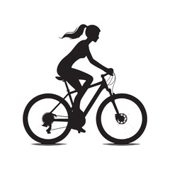 Cycling Enthusiast: Woman Cycling Silhouette at Sunrise, Healthy Lifestyle and Outdoor Fitness Concept - Graceful Girl Riding Bike in Inspiring Silhouette
