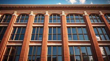 Elevate your projects with the timeless charm of a red brick classic office building fa&ccedil;ade.