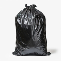 Clean Disposal, Black Garbage Bags on White Background - A Symbol of Responsible Waste Handling.