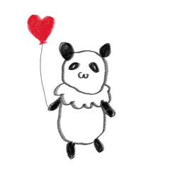 ハートの風船を持ったパンダ