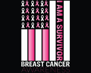 Breast Cancer Awareness T-Shirt American Flag T-Shirt