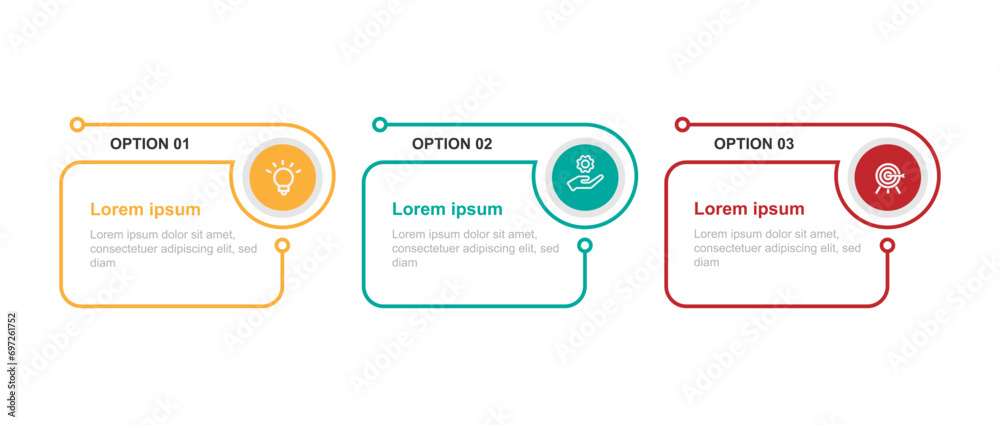 Poster Infographic template vector element with 3 step process or options 