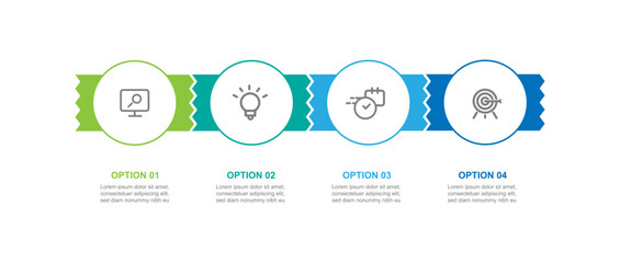 Design template infographic vector element with 4 step process or option suitable for web presentation and business information