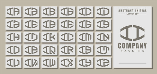 Minimalist line curve abstract letter I II logo design set - obrazy, fototapety, plakaty
