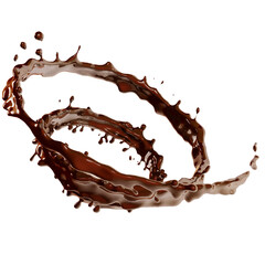 Chocolate fluid spiral splash Isolated 3d illustration