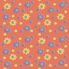 レトロな花柄のパターンイラスト