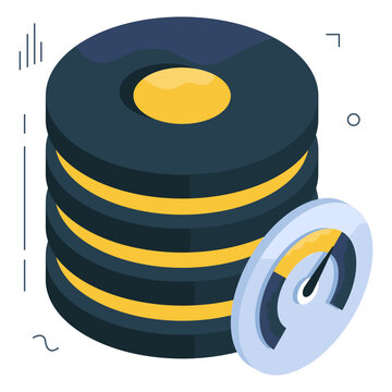 An isometric icon design of database performance 

