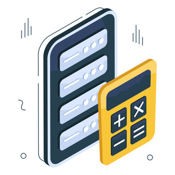 An isometric icon design of server calculation 

