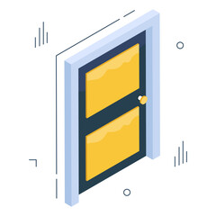 Conceptual isometric design icon of door

