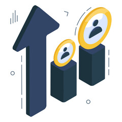 Employee ranking icon in isometric design isolated on white background

