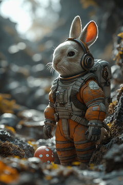 2:3 or 3:2 Space bunnies are taking eggs from the moon to Earth for Easter.For web design, book cover,greeting card,backgrounds, or other High quality printing projects.