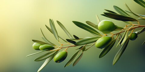 Isolated Olive Branch on Solid Background, Copyspace, Generative Ai