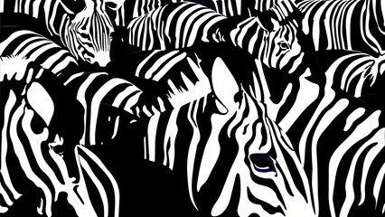 Group of zebras in black and white stripes. vektor icon illustation
