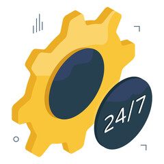Trendy design icon of 24/7hr service 


