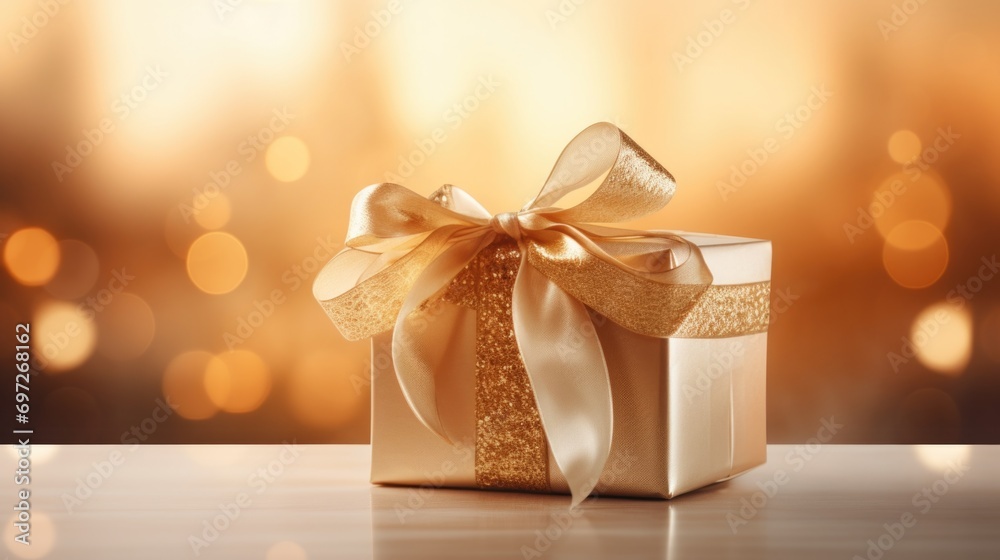 Aufkleber a white gift box with a gold bow, perfect for any special occasion. this versatile image can be used