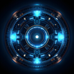 Obraz na płótnie Canvas Cosmic cyber mandala composed from blue virtual energy lines