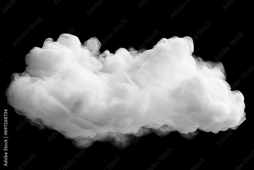 Poster a cloud of smoke captured on a black background. this image can be used for various creative project