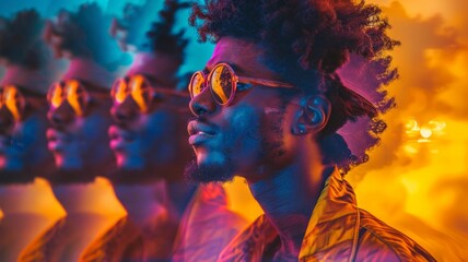 Retro fashion enthusiast people in a 90s and 2000s inspired style. Fashion man from 90s