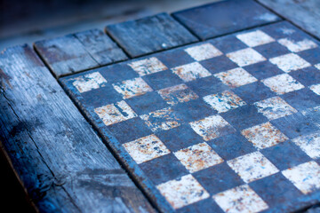 Wooden chess board in a park