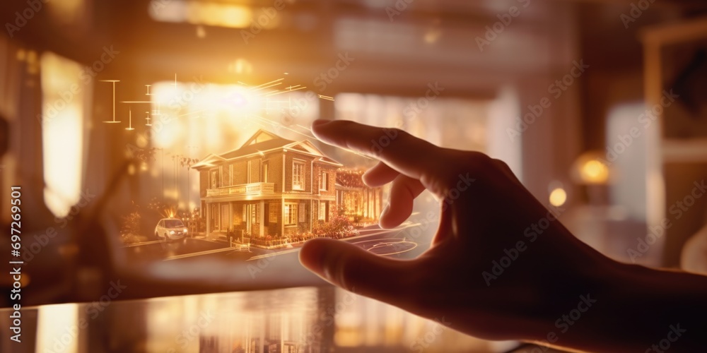 Poster a person holding up a picture of a house. can be used for real estate or home-related concepts