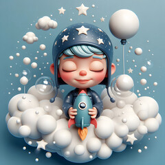 Little dreamer. Concept of imagination.