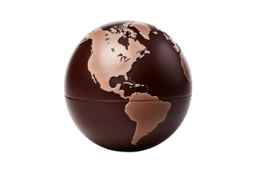 world chocolate day, chocolate globe on an isolated transparent background