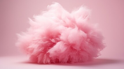 A pink fluffy cotton ball on a white surface. Perfect for adding a soft touch to any design