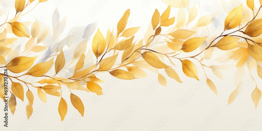 Poster a painting of leaves on a white background. can be used for various design projects
