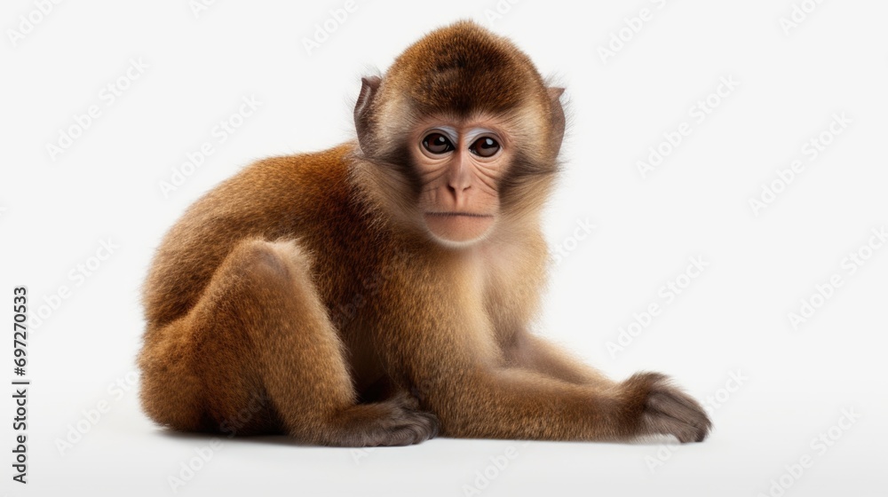Aufkleber A monkey sitting on the ground, looking directly at the camera. Suitable for various uses