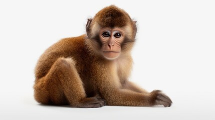 A monkey sitting on the ground, looking directly at the camera. Suitable for various uses