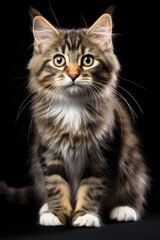 Fototapeta premium A cat sitting on top of a black surface. Perfect for pet lovers or animal-themed designs