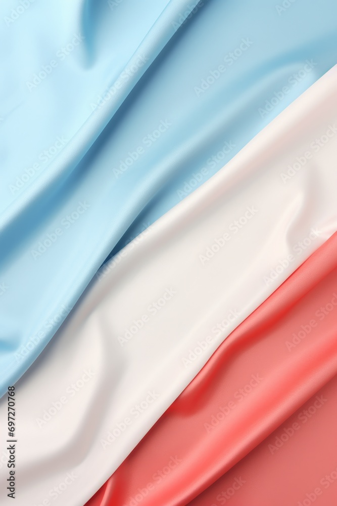 Poster A close-up view of a fabric with a vibrant red, white, and blue color combination. This versatile image can be used for various projects and designs