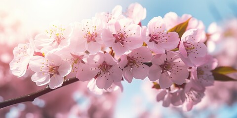 A close up shot of pink flowers blooming on a tree. Perfect for nature lovers and floral enthusiasts