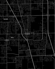 Greenwood Indiana Map, Detailed Dark Map of Greenwood Indiana - obrazy, fototapety, plakaty