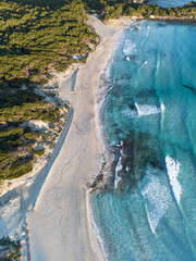 Cala Agulla beach in Majorca aerial view. Balearic Islands, Mediterranean Sea