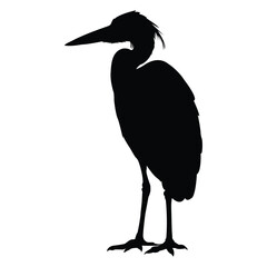silhouette of heron stork on white - obrazy, fototapety, plakaty