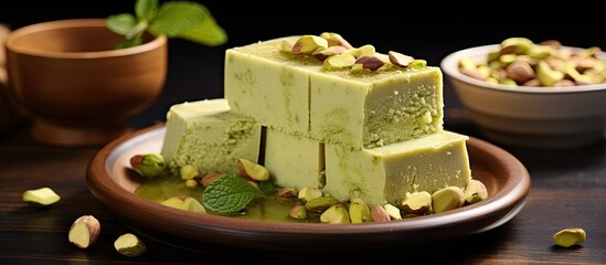 A delicious and healthful snack made with pistachio, sugar, milk, and butter oil is called Pistachio Halva. © TheWaterMeloonProjec