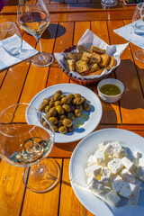 Cheese variety. Food background. Fresh ingredients on wood