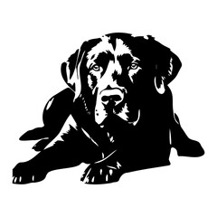 labrador retriever dog resting silhouette illustration, labrador retriever dog resting Logo Monochrome Design, Generative AI.