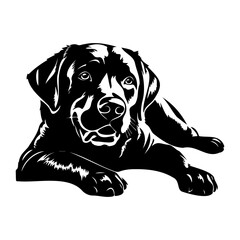 labrador retriever dog resting silhouette illustration, labrador retriever dog resting Logo Monochrome Design, Generative AI.