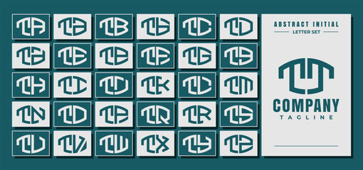 Abstract curve shape initial T TT letter logo design bundle